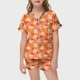 thumbnail image 2 of oqasdz Girls Pjamas Summer Short Sleeved Baseball Shirt With Bowknot Print And Elastic Waist Pants Casual Sleepwear Pajama Set/2-3 Years, 2 of 4