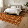 thumbnail image 3 of ODIKA 6'x9' Washable Area Rug Non-Slip, Chair-Friendly, Orange Boho Burnt Motif Decorative Symmetrical Bathroom Fall for Dining Room, Under Table, Office Décor, 3 of 7