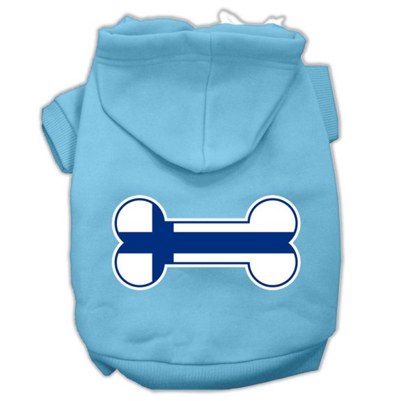 Pet, Dog Cat Hoodie Screen Printed, "Bone Shaped Finland Flag"