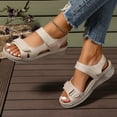 thumbnail image 5 of THDHVS Brown Sandals Women,Sandals for Women,Women's Fashion Casual Summer One-Line Hollow Fish Mouth Wedge Heel Casual Outdoor Sandals Brown 5.5, 5 of 5