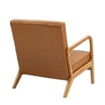thumbnail image 3 of UIXE Faux Leather Accent Chairs Upholstered Comfortable Arm Chair with Lumbar Pillow Armchair for Bedroom, Light Brown, 3 of 7