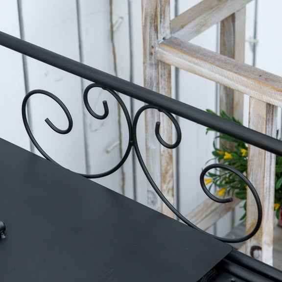 Garden Pots Outsunny Folding Potting Bench Table, Metal Garden Workstation, Work Bench with Large Build-In Bag with Cover, 5 Hanging Hooks & Storage Shelf, Flourishes,Outdoor Garden Planters