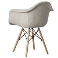thumbnail image 4 of Mid-Century Modern Style Fabric Lined Armchair with Beech Wooden Legs, 4 of 7