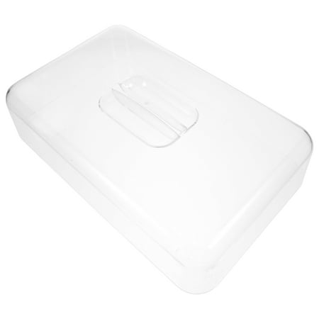 WHAMVOX Transparent Acrylic Rectangle cake Tray with Dome Lid for Kitchen Use Clear Food Covers for Desserts and Snacks 12.5 x 8.5 inches