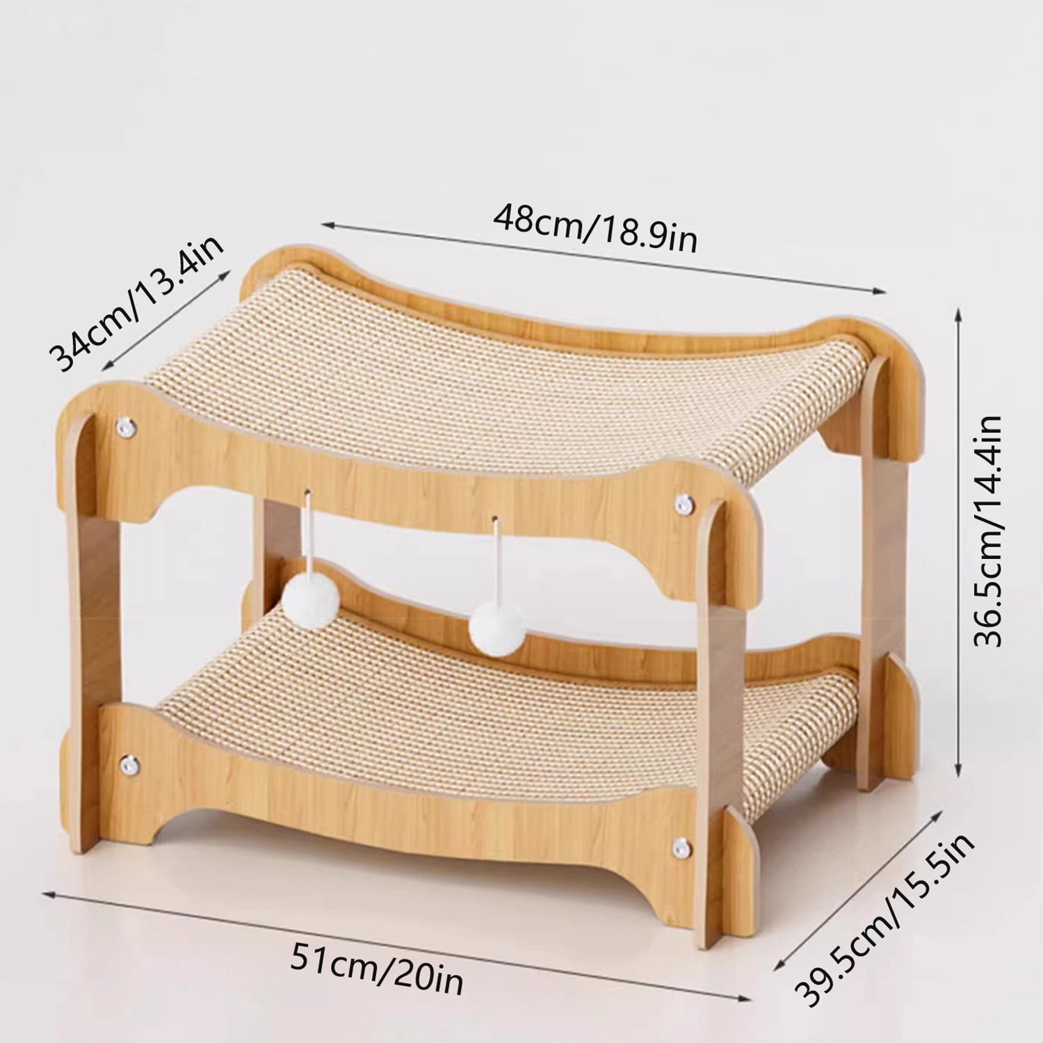 Double Layer Cat Bed & Scratcher House, Sisal Bunk Bed for Indoor Cats, Warm Semi-Enclosed Hideaway