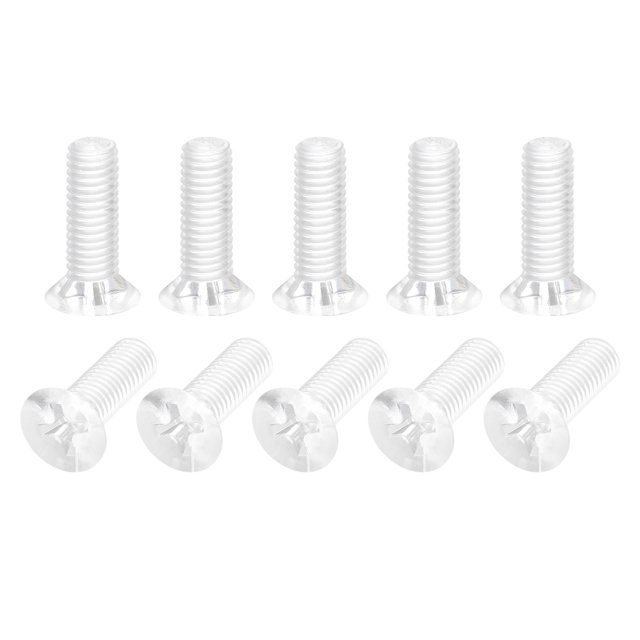 Unique Bargains M5x16mm Plastic Phillips Machine Screws, PC Flat Head Machine Bolts 25 Pack