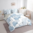 thumbnail image 3 of Homewish Dreamy Ginkgo Leaf Bedding Comforter Set 7-Piece for Teens, White Blue King Bedding Sets, Simple French Style Reversible Bed Sheets, Microfiber Bedroom Decor, 3 of 7