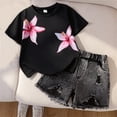 thumbnail image 2 of BJUTIR Girls 2 Piece Sets Short Sleeve Top And Denim Jeans Shorts Casual Summer Outfit Trend Matching Set Size 5-6 Years, 2 of 6