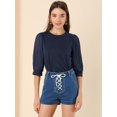 thumbnail image 3 of INSPIRE CHIC Women's Casual Contrast Panel Sheer 3/4 Sleeve Tops, 3 of 6