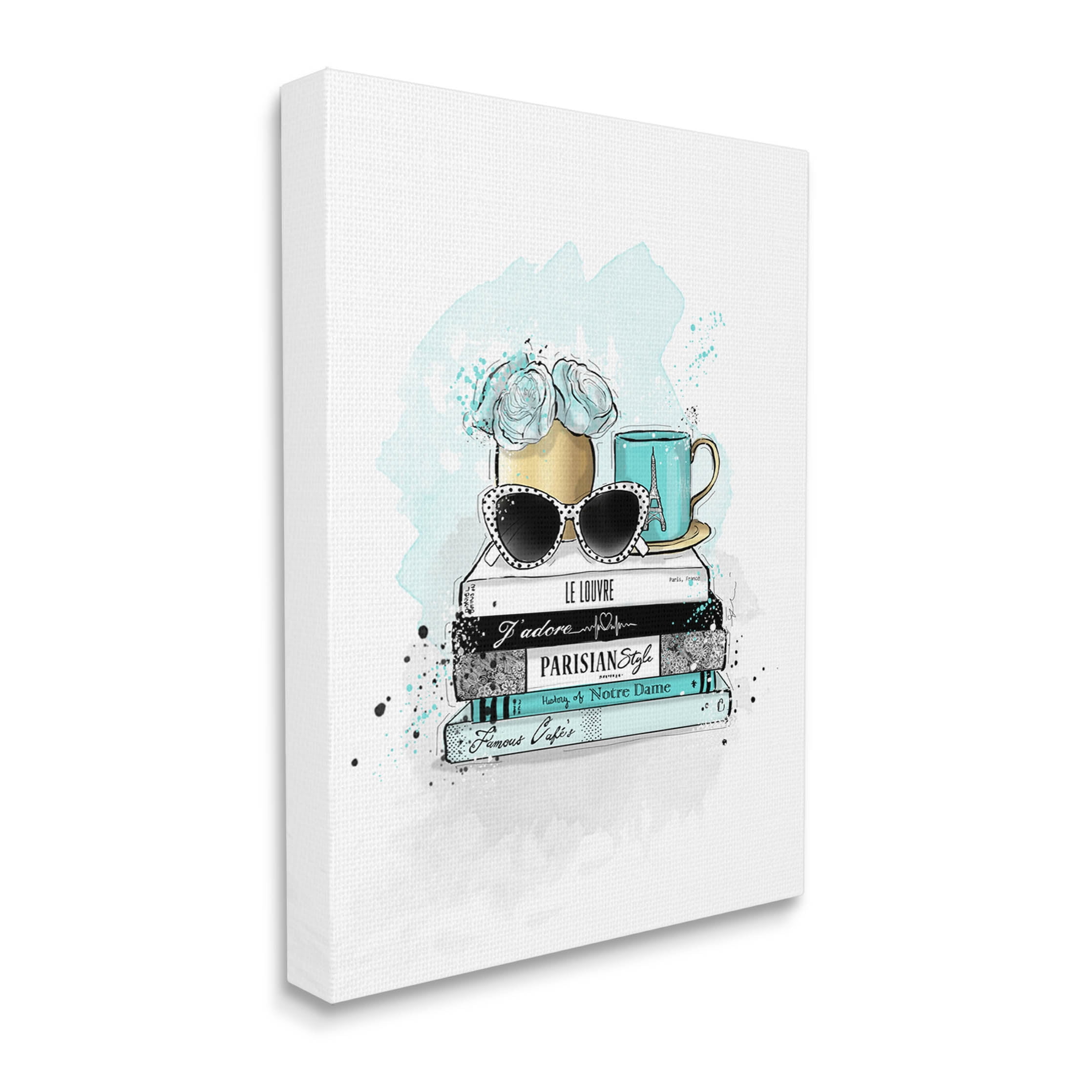 Stupell Industries Turquoise Fashion Book Stack Graphic Art Gallery Wrapped Canvas Print Wall Art, Design by Alison Petrie