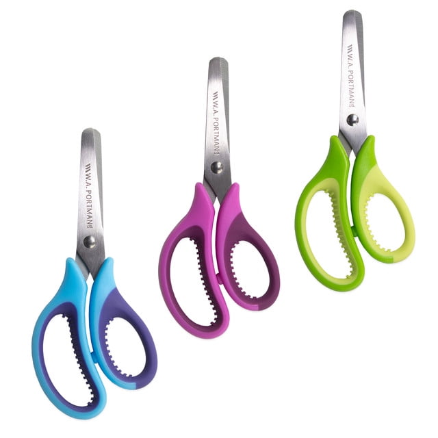 WA Portman Kids Scissors, Blunt Tip, 3 Pack of Scissors