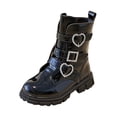 thumbnail image 7 of Girls Riding Boots Glitter Rhinestone Buckles Princess Dress Mid Calf Booties Fashion Lug Sole Chunky Heel Zipper Long Boots Black 13 Little Kids, 7 of 7
