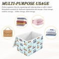 thumbnail image 6 of Yayeee Collapsible Cube Storage Bin with Lid Fabric Closet Decorative Basket with Handles, Colorful Trains, 6 of 7