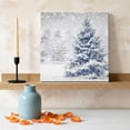 thumbnail image 3 of Ships Next Day Canvas Wall Art 8"x8", Christmas Tree Wood Framed Canvas Print Painting, Blue Tree Xmas Snowflake Winter Ready to Hang Small Picture Wall Decor for Home Bathroom Nursery Kitchen, 3 of 9