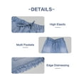 thumbnail image 2 of PAOLA RIBONI Womens Jean Shorts, Elastic Waist Drawstring Comfy Frayed Raw Hem, Casual Baggy Trendy Denim Shorts, 2 of 9