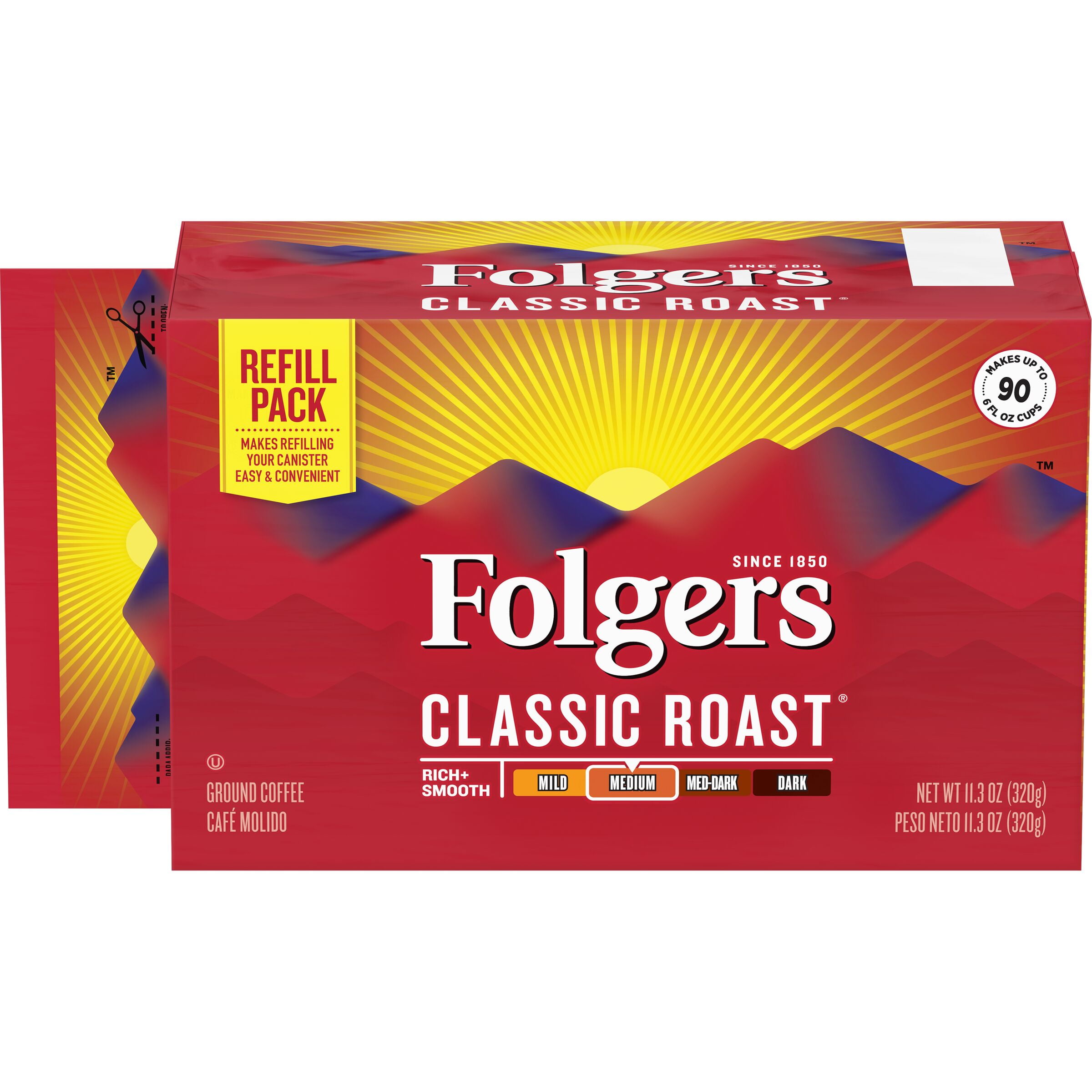 Folgers Classic Roast Ground Coffee, Medium Roast Coffee, 11.3 Ounce