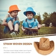 thumbnail image 4 of KAKOWELY Sombrero de playa de paja para niños, sombrero de playa de ala ancha, sombrero de protección solar de verano para niños, 4 of 5