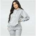 thumbnail image 3 of Loose Casual Net Color Hooded Long Sleeve Sweatshirt Set,Plus Size, 3 of 8