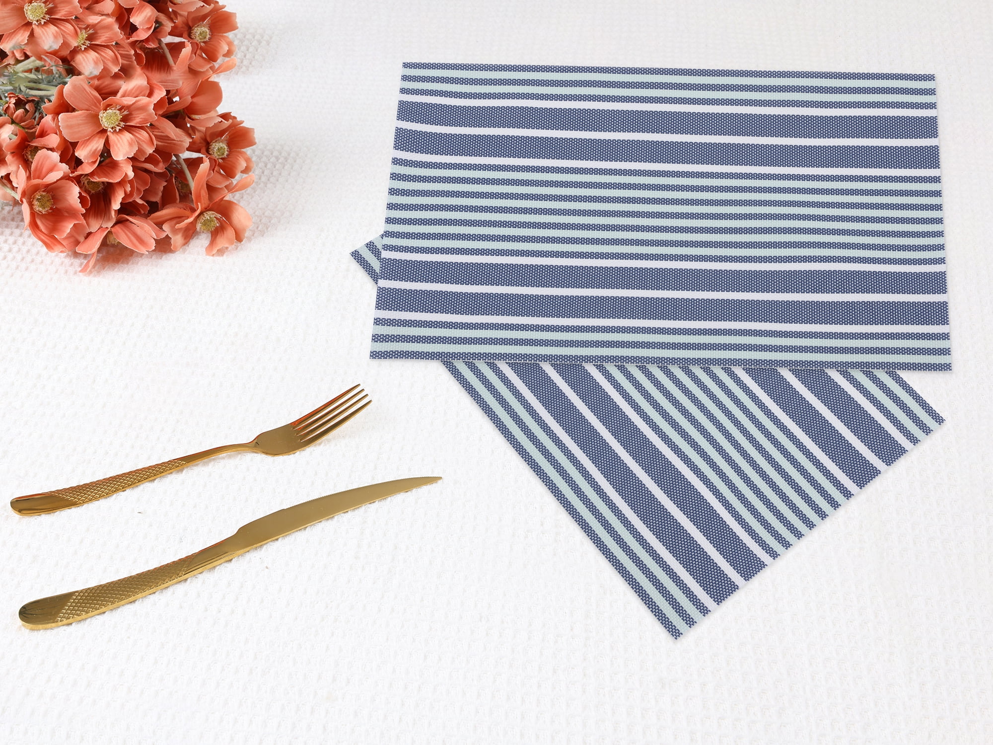 Unique Bargains Place Mat Set of 8 Placemats for Kitchen Table Decor Blue