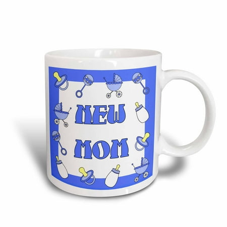3dRose New Mom Gifts Blue Baby Boy, Ceramic Mug,
