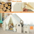 thumbnail image 6 of Laicejoy 6-in-1 Kids Play Tent,Large Play Tent with Wooden Frame & Curtains,  Montessori Style Indoor Playhouse w/ Blackboard, Table, Chair, Storage Bin & Floor Mat, 6 of 8
