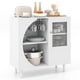 thumbnail image 1 of Aparador Buffet Costway Armario de Cocina con Puerta de Vidrio Corrugado Soporte para Copas de Vino 2 Filas Estantes Abiertos Patas de Metal Blanco, 1 of 4