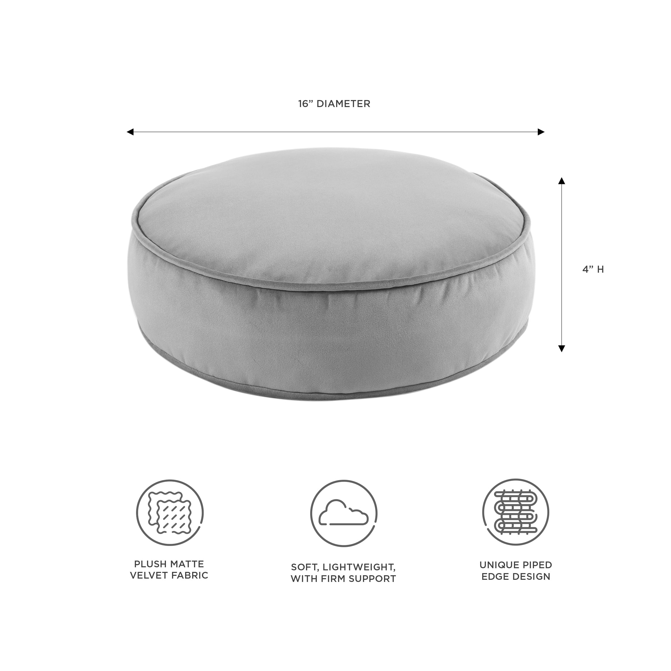 (2 pack) Mainstays Filmore Round Decorative Throw Pillow 16" x 16" Gray, 1 Count, Adult & Teen