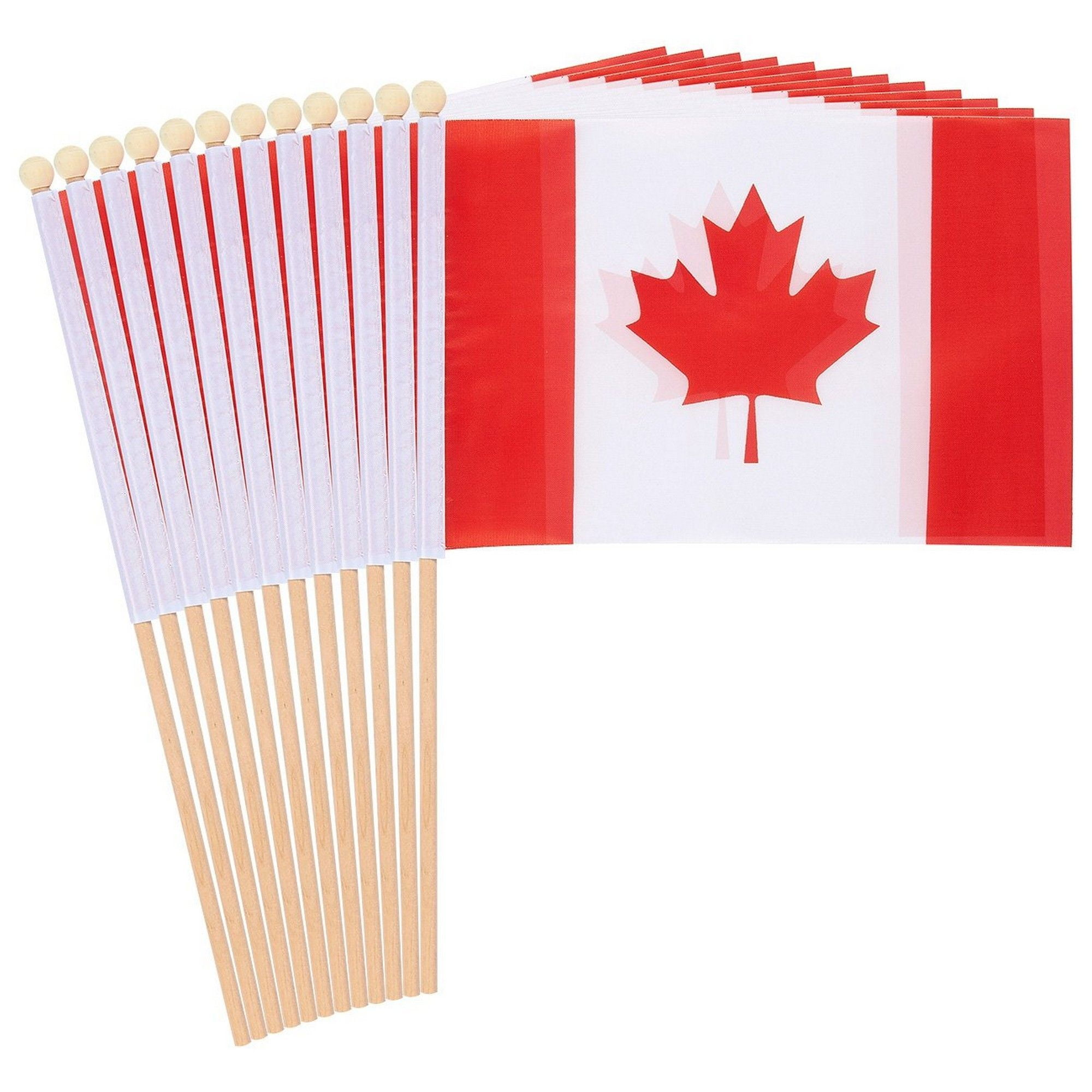 12Piece Canada Stick Flags Canadian HandHeld Flags, Polyester