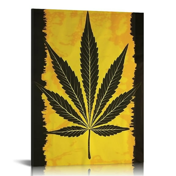 Pratyus Marijuana Leaf Canvas Wall Art Modern Prints for Home Decoration 12x16in