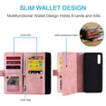 thumbnail image 3 of Dteck Wallet Case For Samsung Galaxy A50, Matte PU Leather Case Built-in 9 Card Slots Zipper Purse Flip Cover With Hand Strap, Rosegold, 3 of 8