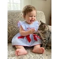 thumbnail image 6 of Loicainy Baby Toddler Girls 4th of July Romper Dress 3 6 12 18 Months Flag Letter Embroidery Short Sleeve Crew Neck Striped Bodysuit, 6 of 9