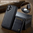 thumbnail image 6 of Allytechgroup 2 In 1 Wallet Case for iPhone 16, PU Leather Magnetic Case with Detachable Cards Holder Support Wireless Charging Full Body Protector Cover for iPhone 16, Black, 6 of 11