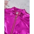 thumbnail image 4 of Riismen Kids Girls Metallic Bomber Jacket Coat Zip Up Outerwear Jazz Hip Hop Modern Dance Top Rose 16, 4 of 7