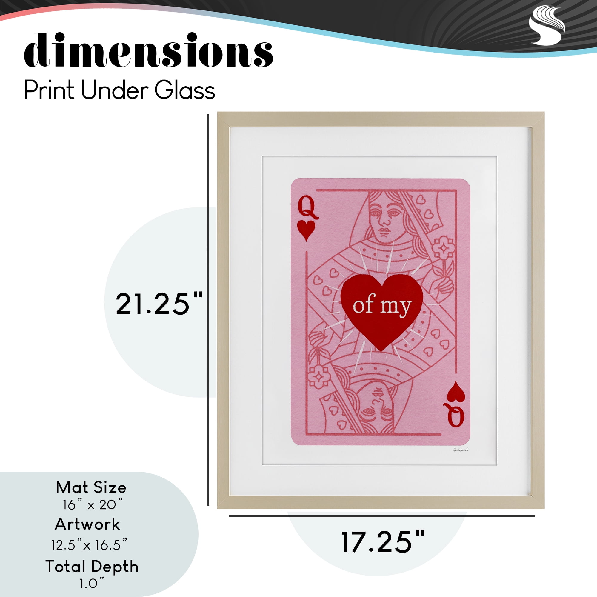 Queen Of My Heart Birch Framed Print Under Glass, design by Amanda Greenwood