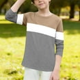 thumbnail image 7 of ZOYOEN Boys Striped T Shirts- Fashion Casual Long Sleeve Crewneck Kids Basic Tees Khaki Size 4-14, 7 of 7