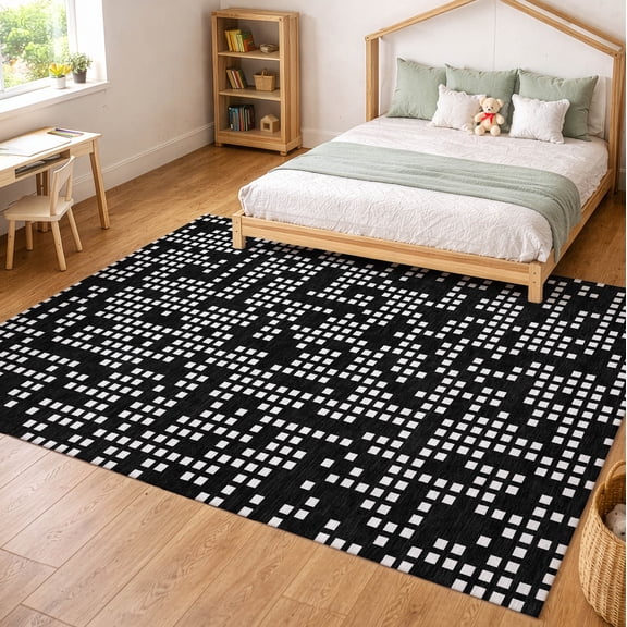 Addison Rugs Chantille Indoor/Outdoor Transitional Kids Black Machine Washable Rectangle Rug, 10' x 14'