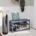 thumbnail image 4 of Bamboo Shoe Rack Bench, 3-Tier Shoe Organizer Storage Shelf for Entryway Hallway Bathroom Living Room (Grey), 4 of 15