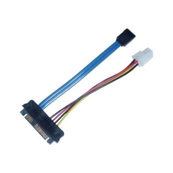 SAS Male to SATA 7 Pin and Molex 4 Pin Power Cable - 6 Inches