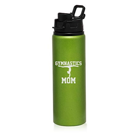 

25 oz Aluminum Sports Water Travel Bottle Gymnastics Mom (Green)