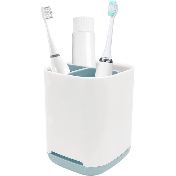 Abastado Soporte para cepillo de dientes con antideslizante, plástico desmontable para una fácil limpieza, almacenamiento multifuncional, 3 ranuras para cepillo de dientes eléctrico y organizador de