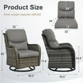 thumbnail image 6 of OPOHORO High Back Patio Swivel Glider Chairs Set of 2, All Weather Outdoor Gray Wicker Swivel Glider Rocking Chairs for Porch Deck with Thick Cushion in Gray, 6 of 8