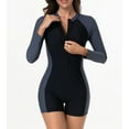thumbnail image 4 of purcolt Women's One Piece Swimsuits UPF 50+ Rash Guard Long Sleeve Zipper Boyleg Swimwear Shorty Wetsuit Full Body Bathing Suit, 4 of 9