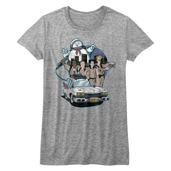 Real Ghostbusters Bustin' Buddies Gray Junior Women's T-Shirt