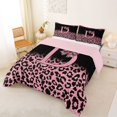 thumbnail image 2 of Erosebridal Initial Alphabet D Queen Comforter Set,Wild Cheetah Print Kids Pink Bowknot Bedding Comforter Set For Leopard Lovers,Reversible pink,3-Piece, 2 of 7