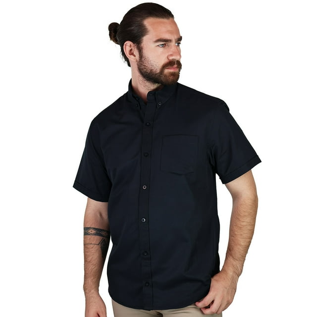 Camisa Manga Corta Color Negro Corte Regular Con Textura Para Hombre