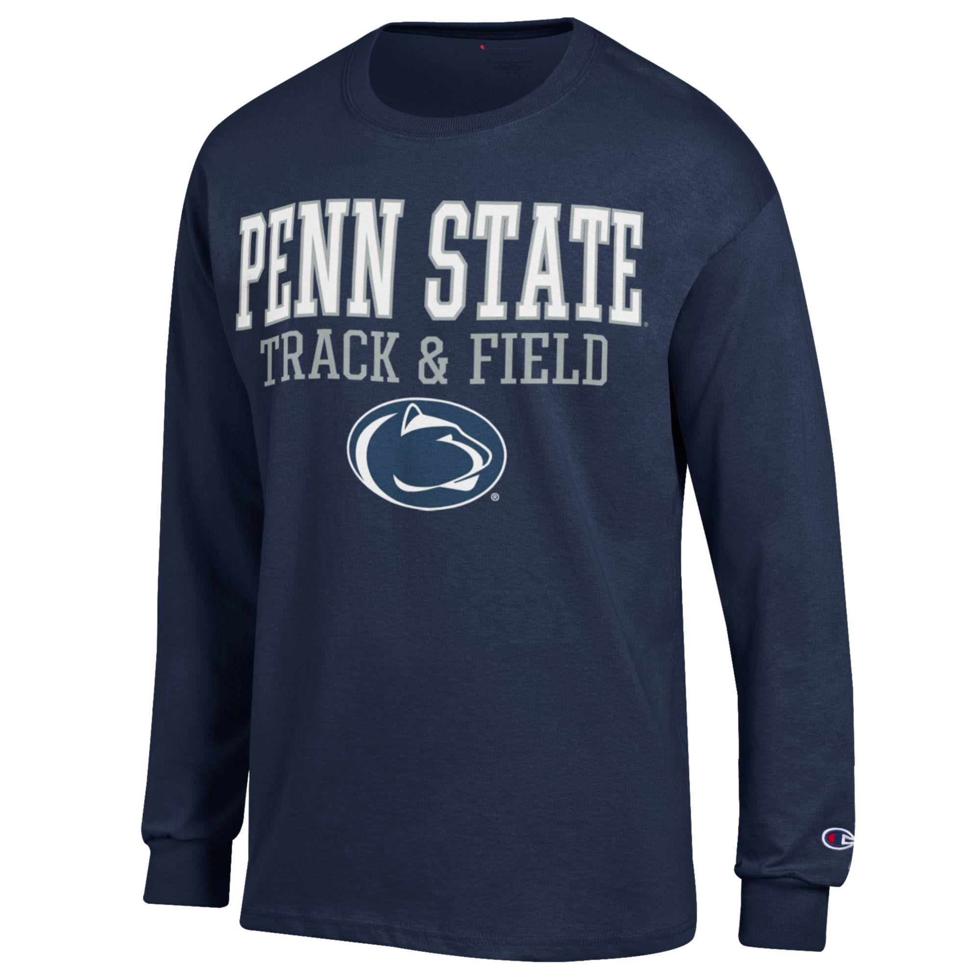Men's Champion  Navy Penn State Nittany Lions Track & Field Stack Long Sleeve T-Shirt