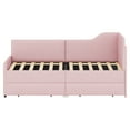 thumbnail image 5 of MODERNLUXE Twin Size Daybed,Upholstered L-Shaped Sofabed with 2 Storage Drawers and Wood Slat Support,Pink, 5 of 7