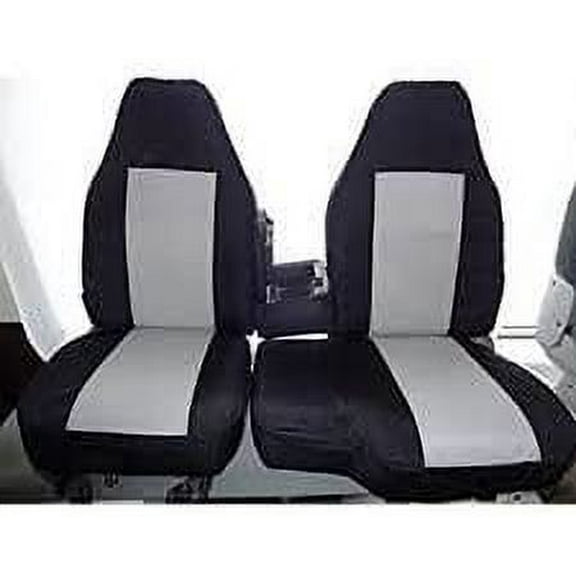 F282 1998-2001 Ford Ranger XLT XCab Front High Back 60/40 Split Bench with Molded Headrests and Opening Center Console in Two Tone Twill