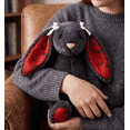 thumbnail image 4 of Black Plush Bunny Stuffed Animal with Red Spider Web Patterned Long Ears & Bows, Soft Floppy Ear Gothic Bunny Plushie Toys Gift for K'ids Teen Bedroom Decor, 4 of 4