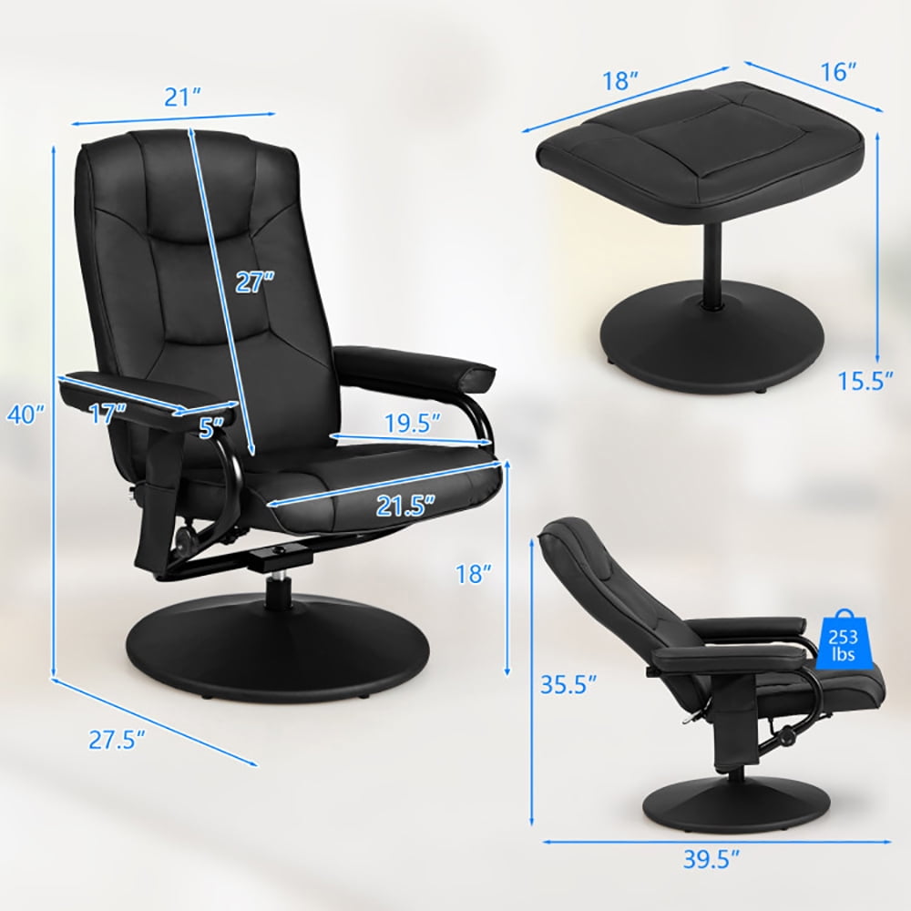 Finihen Massage Recliner Chair, 360°Swivel Massage Recliner Chair with Ottoman, Recliner with Ottoman Footrest, for Living Room, Bedroom, Black Finihen Massage Recliner Chair, 360°Swivel Massage Recliner Chair with Ottoman, Recliner with Ottoman Footrest, for Living Room, Bedroom, Black